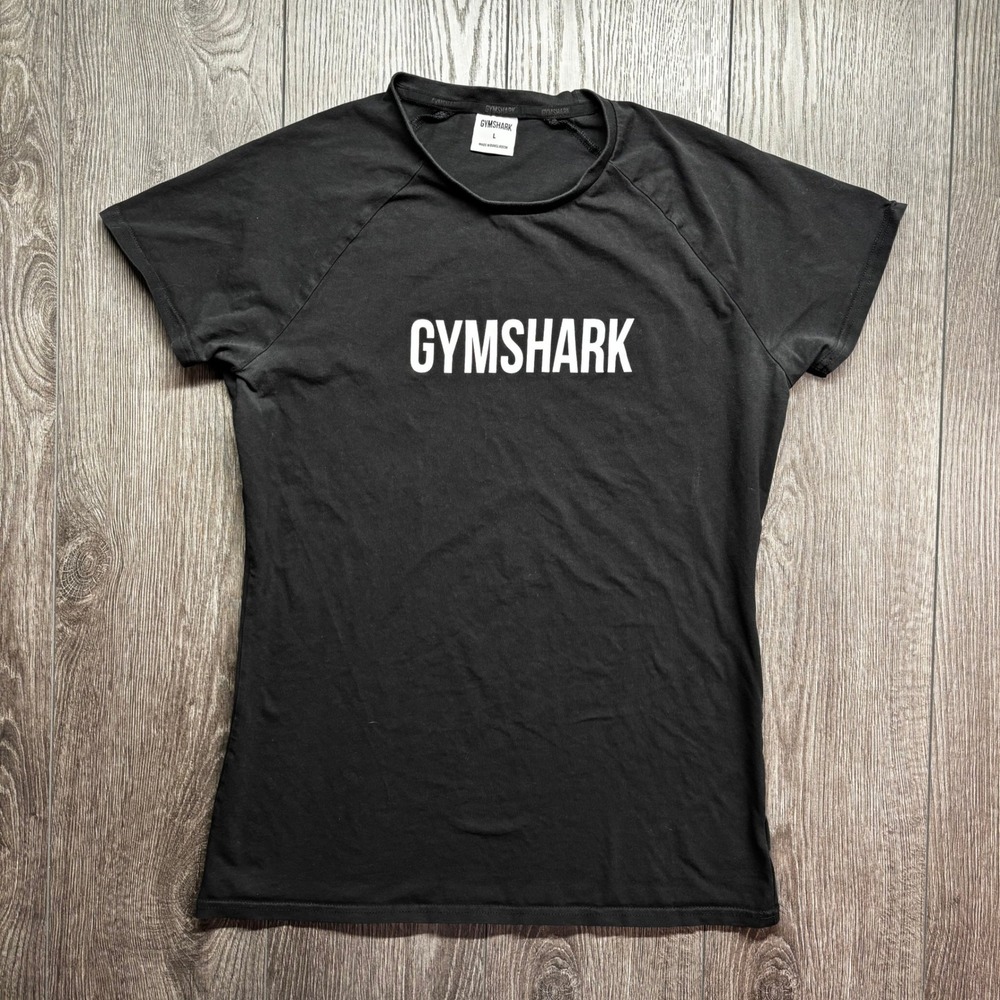 Gymshark Womens Large Black Short Sleeve Graphic Logo Athletic T-Shirt Training